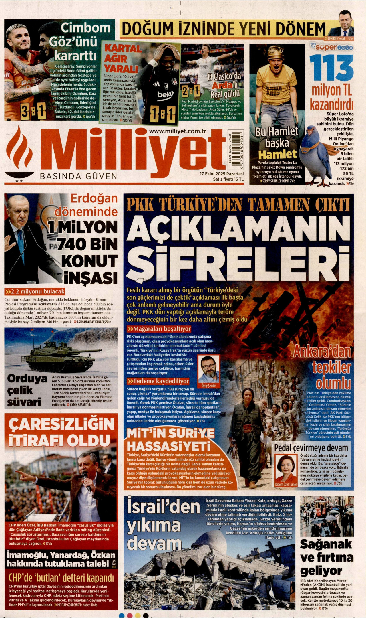 MİLLİYET Gazete Manşeti