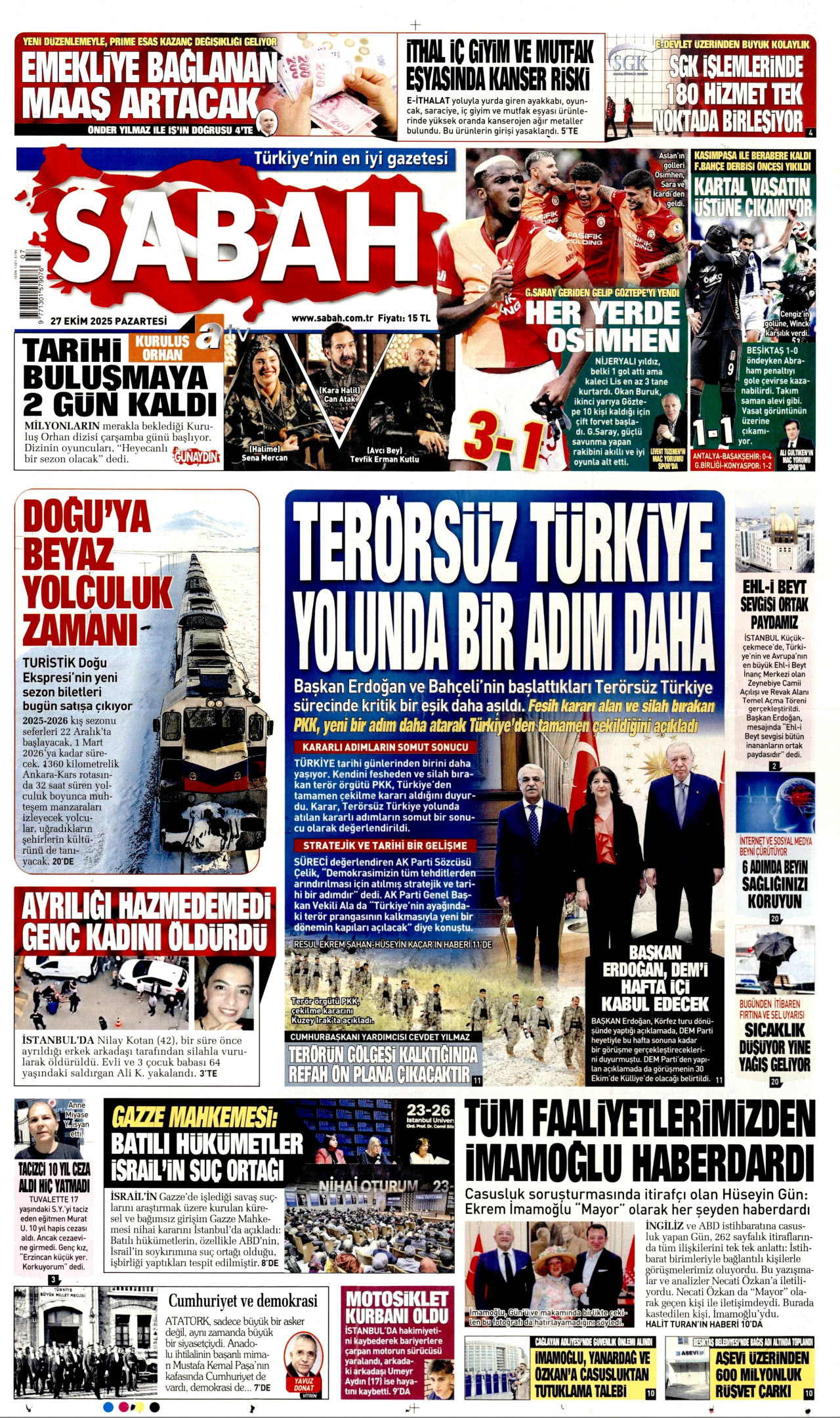 SABAH Gazete Manşeti