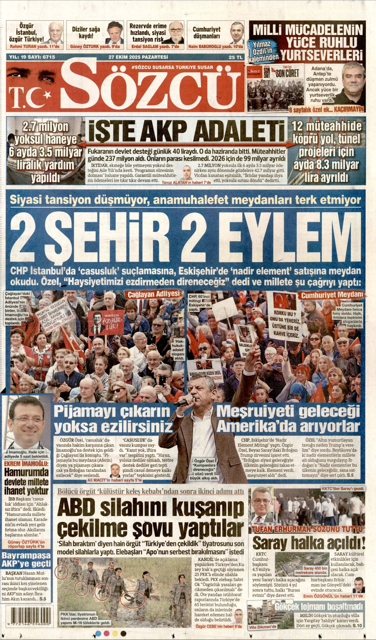 SÖZCÜ Gazete Manşeti