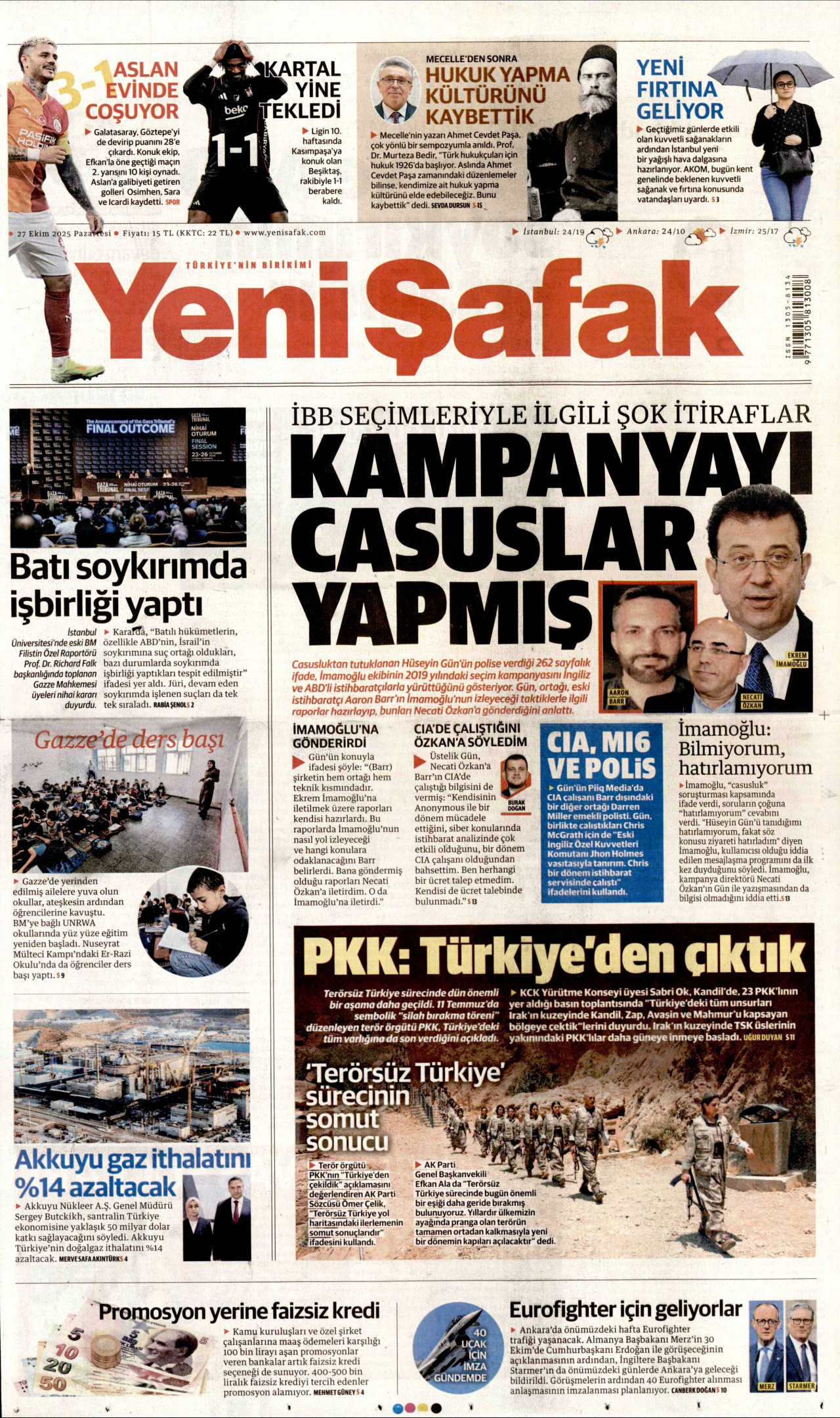 YENİ ŞAFAK Gazete Manşeti