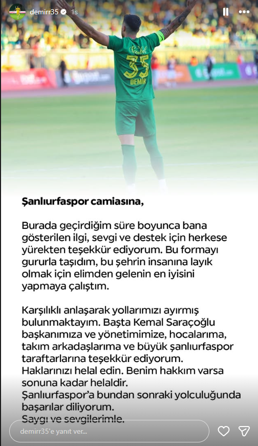 Şanlıurfaspor'da Mazlum'la yollar ayrıldı